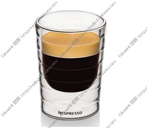 NESPRESSO雀巢奈斯派索 双层耐热玻璃螺纹杯 咖啡红酒杯 350ml