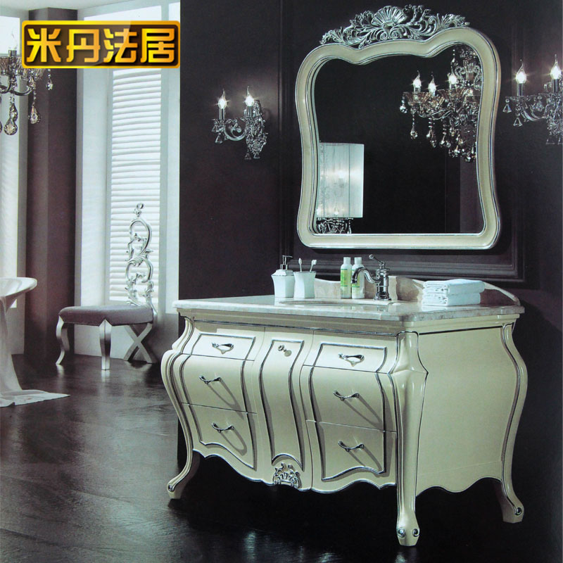 欧式奢华贵族贴银箔 浴室柜/落地式 豪华镜柜