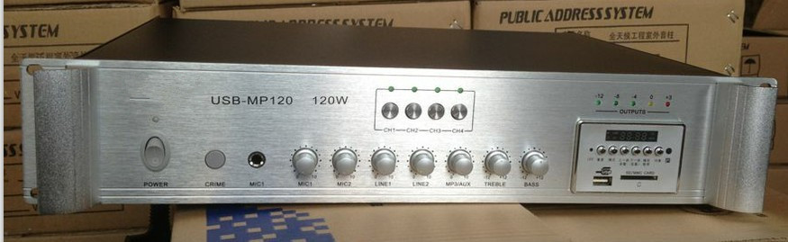 背景音乐广播 3分区定压功放主机 支持USBMP3播放 3U机箱60-120W
