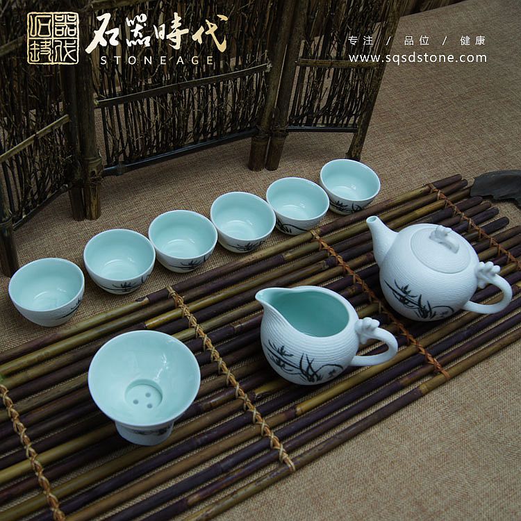 石器时代 田园风雪花釉整套茶杯茶具 6人适用定窑茶道零配 特价