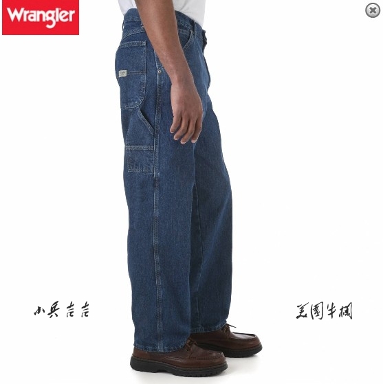 美国代购 Wrangler/威格尔 男士经典深蓝宽松工装牛仔裤墨西哥产