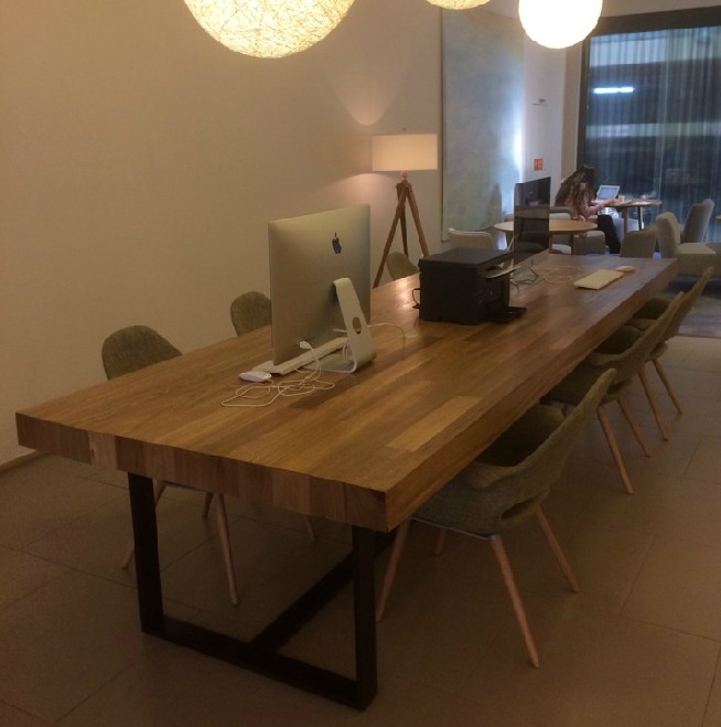 歌柏多 loft铁艺实木餐桌椅组合复古电脑办公桌书桌工作台会议桌