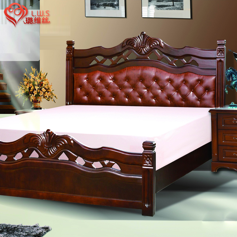 璐维丝 欧式实木床1.8米 古典床 1.5米双人床 卧室家具床 包物流