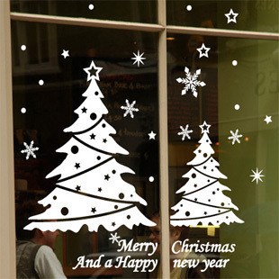 圣诞节商场超市卖场圣诞树墙贴装饰Christmas新年橱窗贴玻璃贴纸