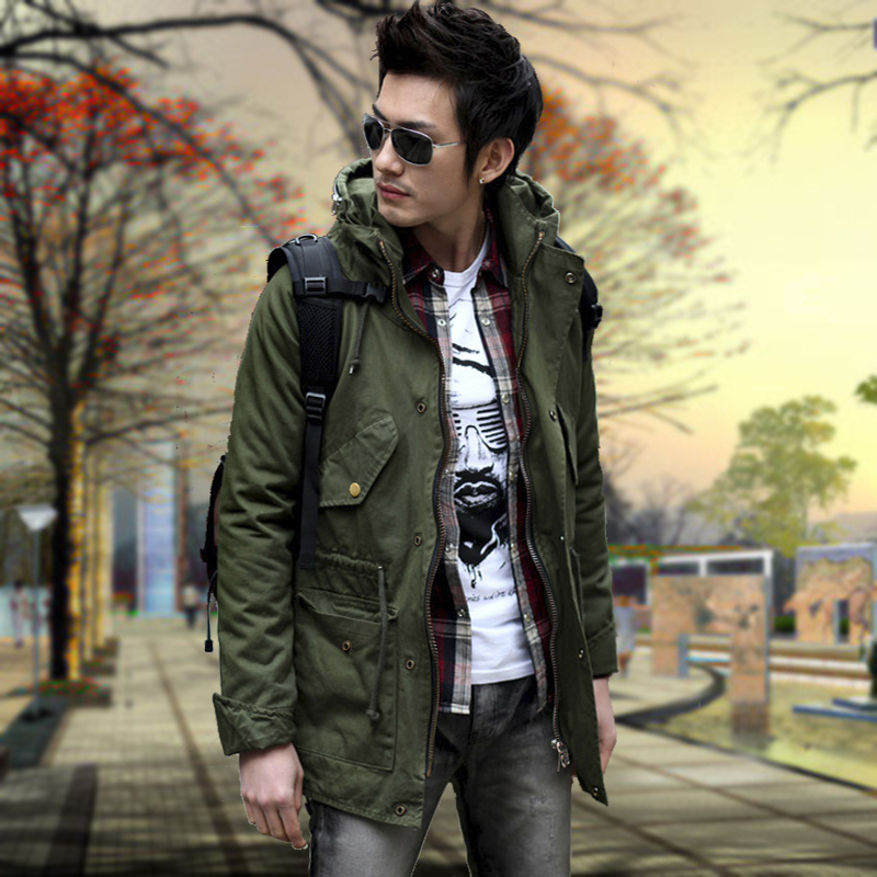 2013秋装新款男士风衣时尚韩版修身外套军绿色一袖长风衣男装潮