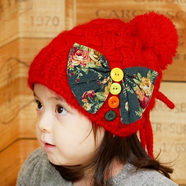 2016女童可爱公主帽儿童帽子韩版女童保暖护耳帽小孩冬天针织帽