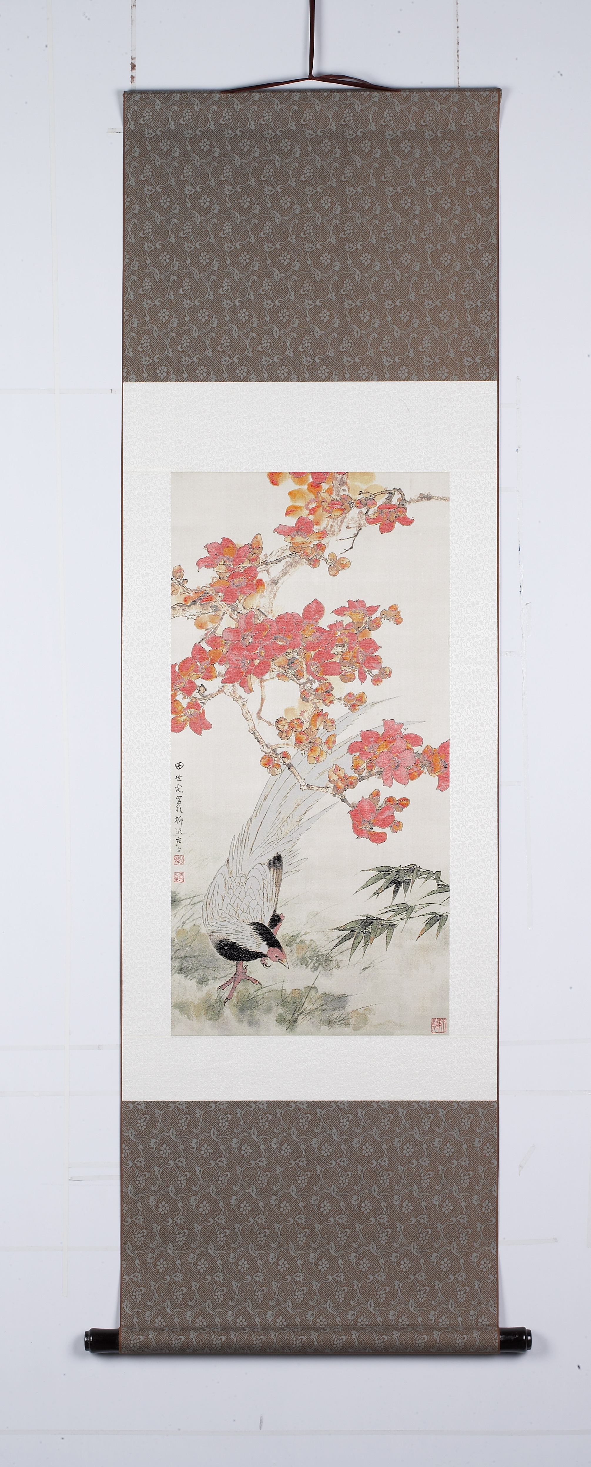 木棉白鹂 丝绸画 真丝织锦卷轴画 文化外事礼品
