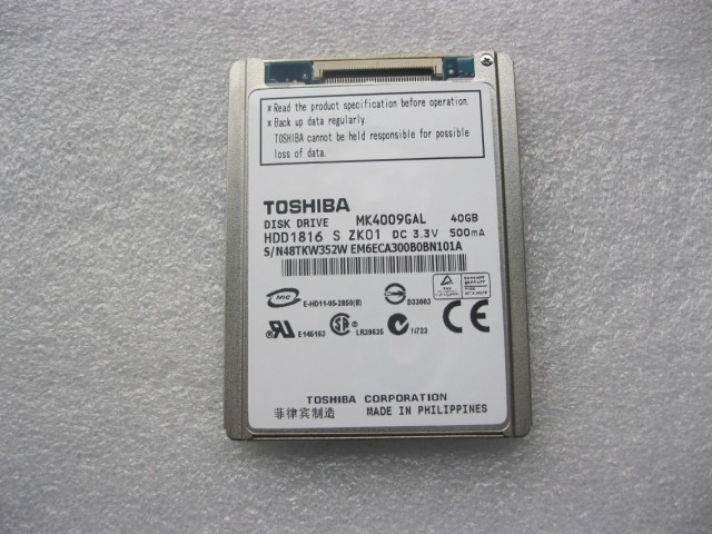 东芝MK4009GAL1.8寸CE接口40G/厚度5mm,笔记本/ SONY 摄像机硬盘