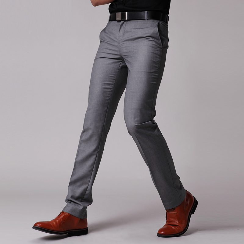 G2000男士修身条纹西裤韩版深灰色商务正装职业装西装长裤子潮