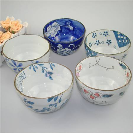 冲钻特价日式釉下彩餐具套装手绘陶瓷 简约复古汤碗饭碗 千拉面碗