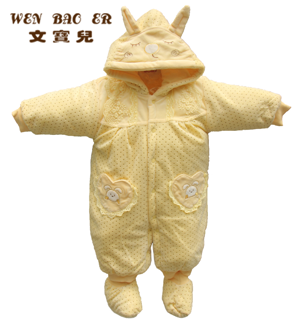 包邮 婴儿连体衣男女宝宝保暖新生儿用品秋冬季丝绒棉哈0-1岁衣服