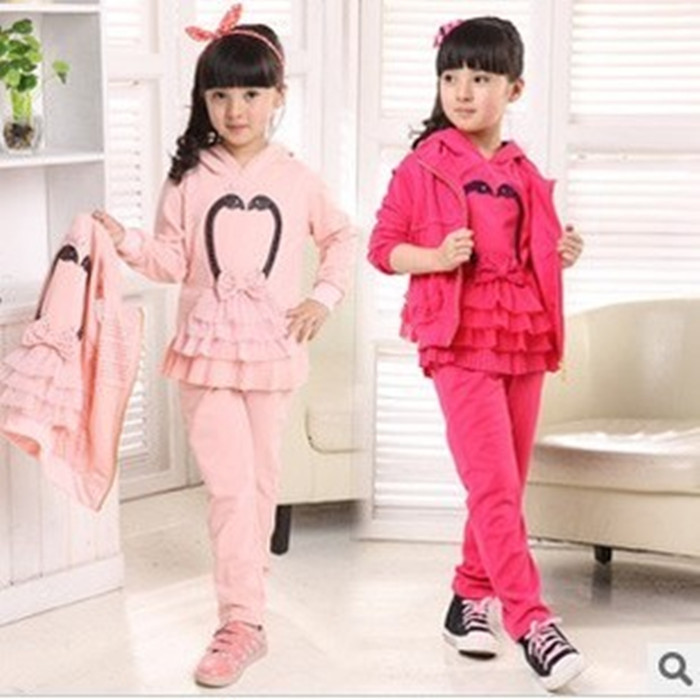 童装女童2014春秋装新款儿童运动套装女中大童休闲三件套套装韩版