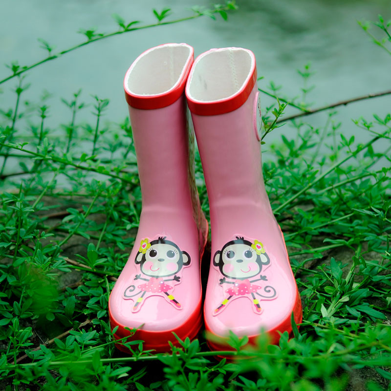 派芙儿童雨鞋宝宝学生雨靴 防滑橡胶水鞋时尚男女童鞋正品可爱猴