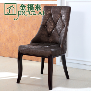 韩式欧式实木餐椅椅子咖啡色白色皮艺椅子酒店咖啡厅凳子组合家具