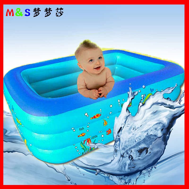 小孩婴儿游泳池婴幼儿童池充气方形水池大号家庭成人方形加厚