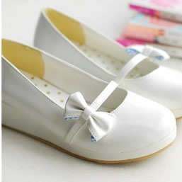 2013春季新款 日系粉嫩蝴蝶结甜美小萝莉松糕单鞋 女鞋 白色
