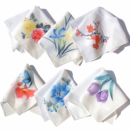 杭州特产 丝绸手绘手帕 特价小手绢 花卉丝绸手巾 旅游小礼品