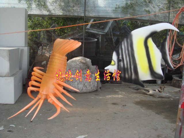 龙虾雕塑 龙虾泡沫雕塑 热带鱼泡沫雕塑 珊瑚雕塑 龙虾玻璃钢雕塑