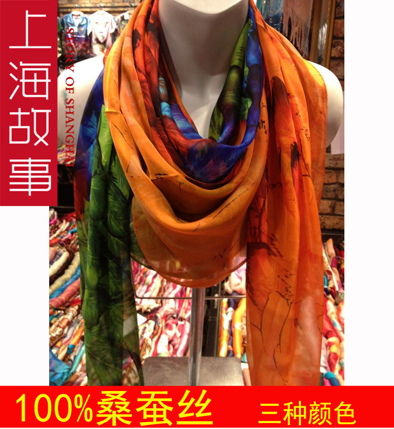 上海故事专柜正品可人依梦100%桑蚕丝真丝丝巾女士围巾披肩高端包