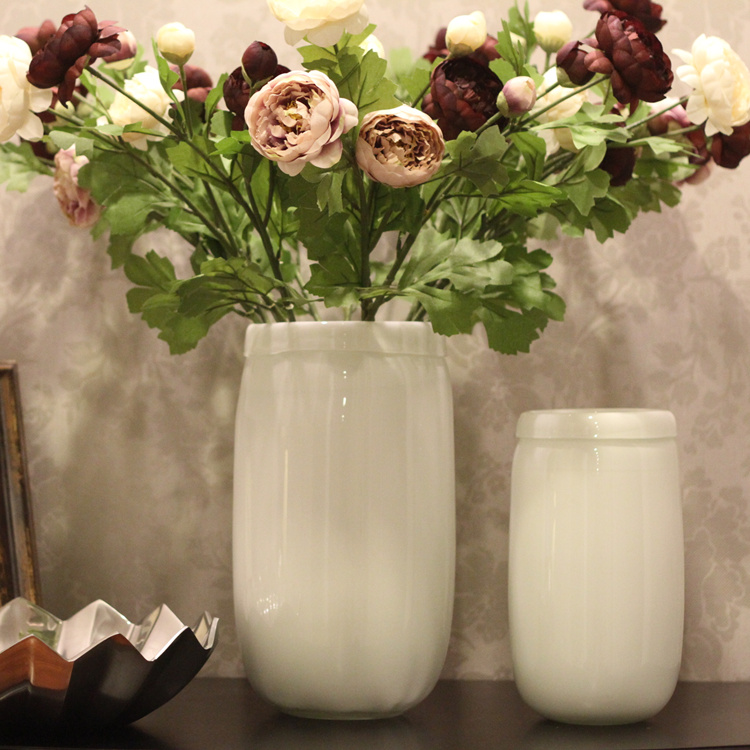 青葱佳品/现代简约风格/家居工艺饰品/白色玻璃装饰花瓶