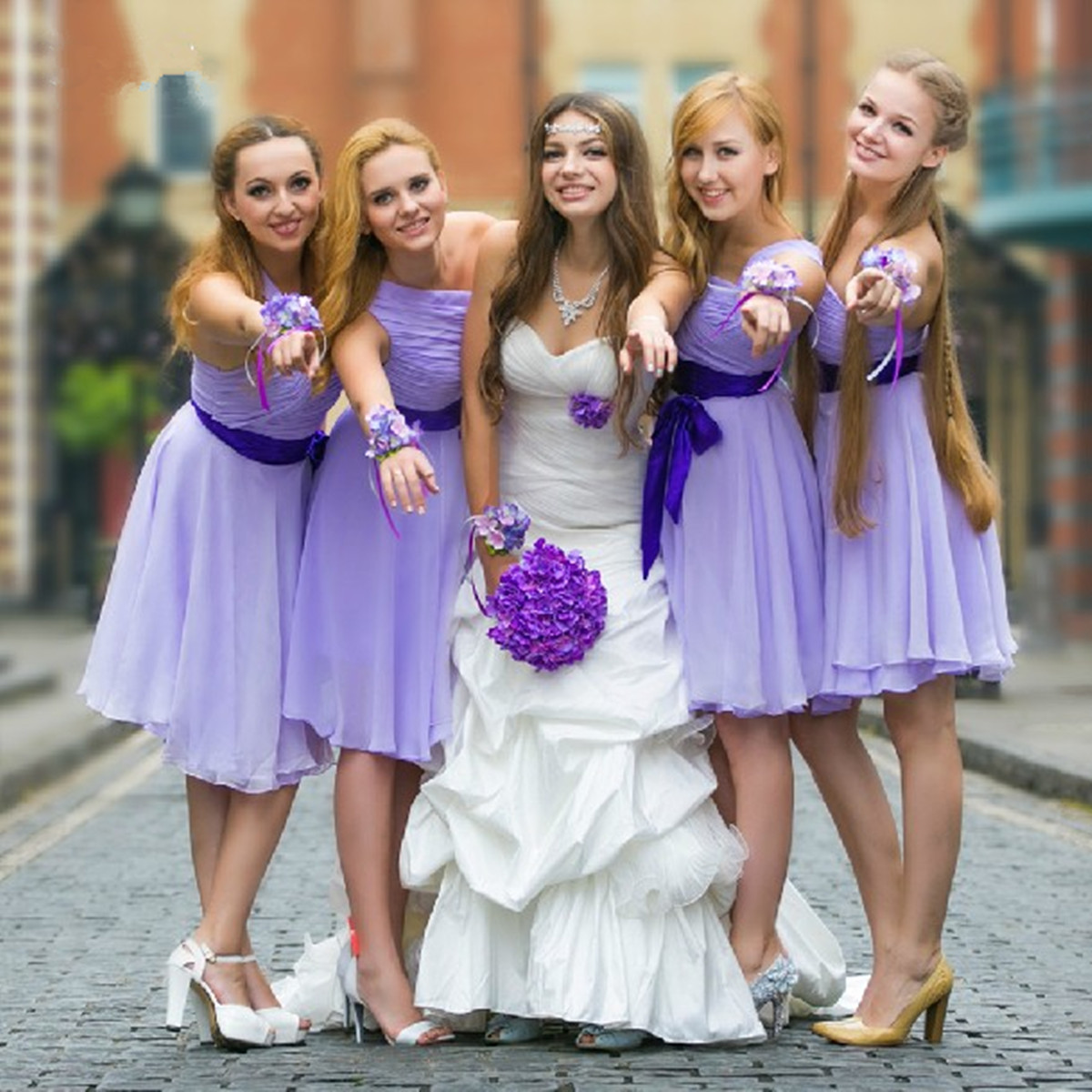 伴娘团礼服紫色伴娘服短款雪纺礼服敬酒结婚新娘韩版小礼服裙AIMI