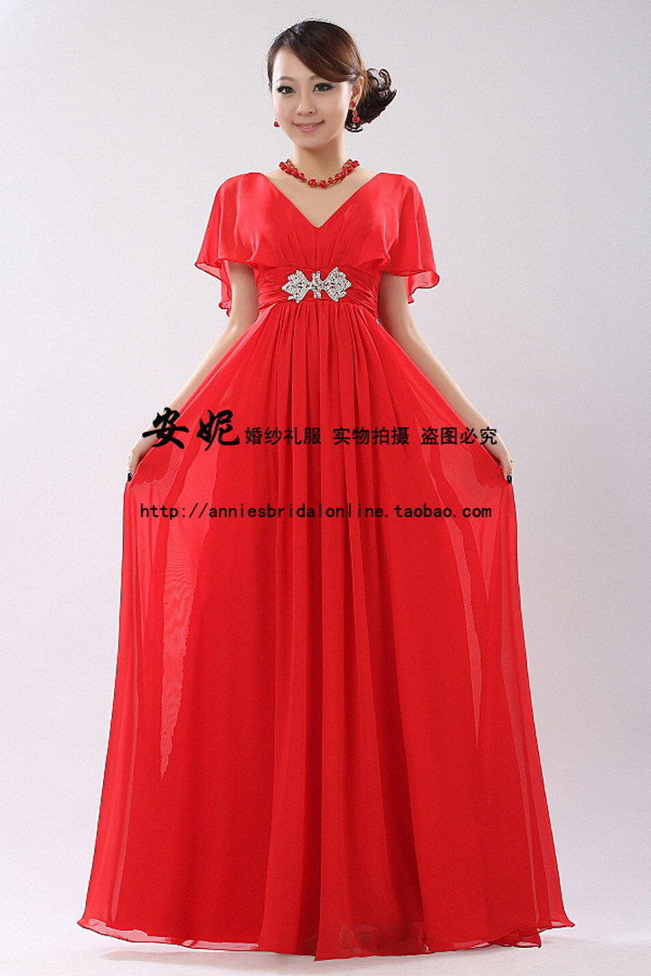 结婚礼服 礼服短款 礼服敬酒红色 礼服晚装 礼服晚装长款L017