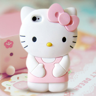 Hello Kitty手机壳iphone6/4S/5手机套kt猫硅胶套6plus5.5立体壳
