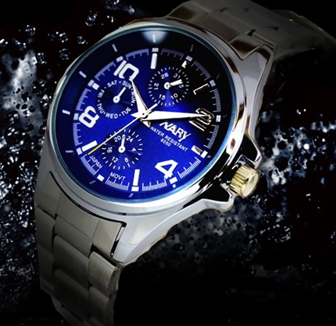 耐瑞韩版男士手表石英表防水男表品质时装手表腕表6050皮钢带手表