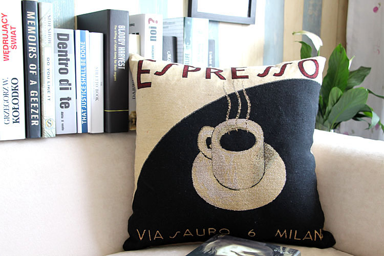 包邮 原创欧式咖啡呓语沙发抱枕 办公室靠垫床头护腰靠枕套含芯