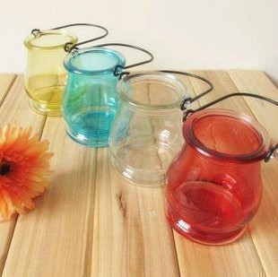 zakka清新小杂货玻璃吊瓶水培容器玻璃烛台彩色多彩瓶花瓶花盆