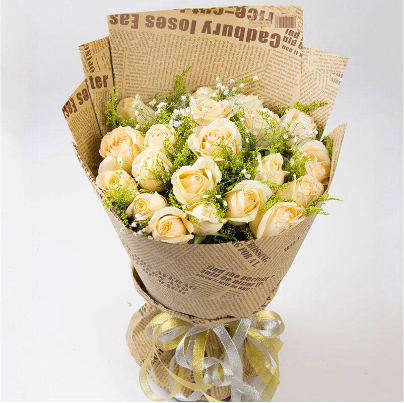 香槟玫瑰花束礼盒鲜花速递同城乐山自贡宜宾南充泸州花店生日送花