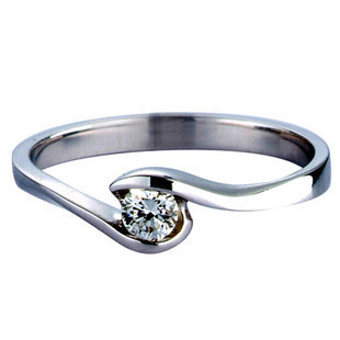 925纯银镀白金5分石女戒订婚求婚结婚戒指 爱情拥有 正品