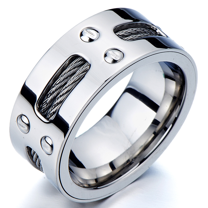 HNC韩版时尚饰品 独特设计 银色 钛钢 不褪色 食指指环 戒指男X70