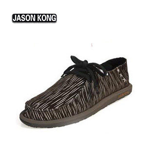 JASONKONG男士韩版低帮鞋潮流休闲男鞋透气板鞋条纹布鞋子男