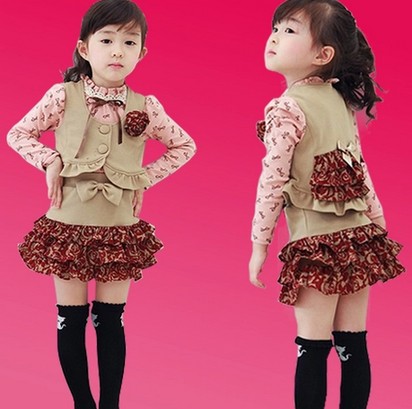 2014女童春装新款儿童套裙套装春款女童裙装三件套公主韩国童装