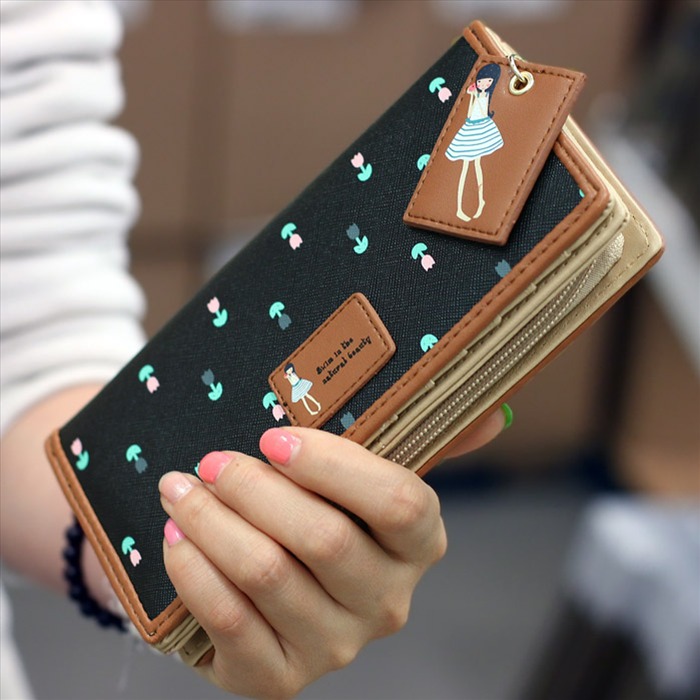 2014新款韩版可爱长款学生钱包女士皮夹子女式卡通钱夹小清新时尚