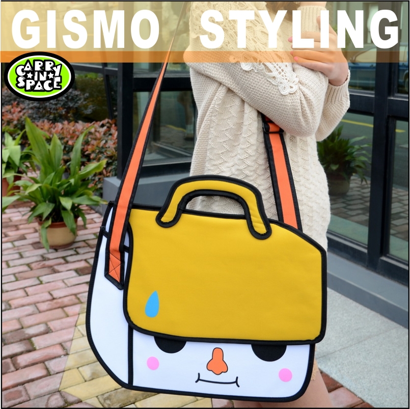 正品GOSMO二次元漫画包潮包 卡通可爱面包豆腐仔包3d单肩包手提包