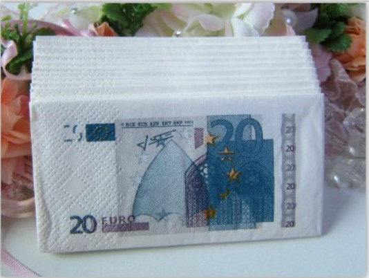 马上有钱新款印花纸巾面巾纸 彩色手帕纸餐巾纸 20欧元订做可批发