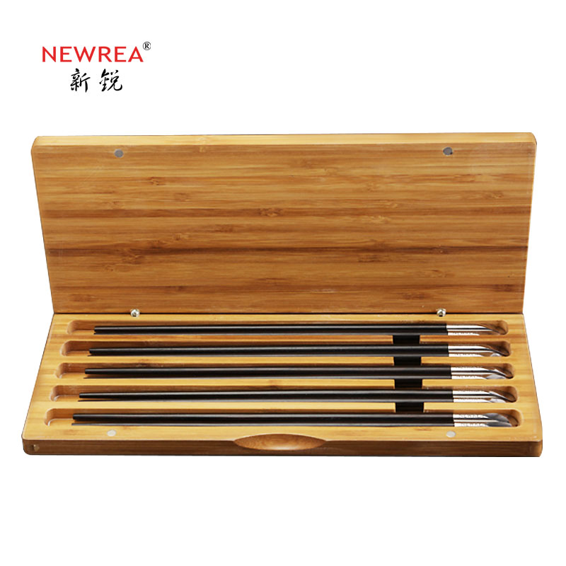 正品新锐天然家庭用无漆蜡礼品红木不锈钢头乌木筷A10