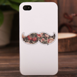 正品彩绘 时尚胡子 iphone4s手机壳 苹果4手机套 保护壳 外壳配件
