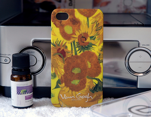 包邮 苹果Iphone4/4s Van Gogh 梵高 向日葵 磨砂 保护壳