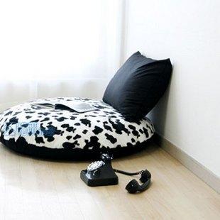 特价 韩式两件套单人 懒人沙发床 超软短毛绒奶牛|懒骨头沙发