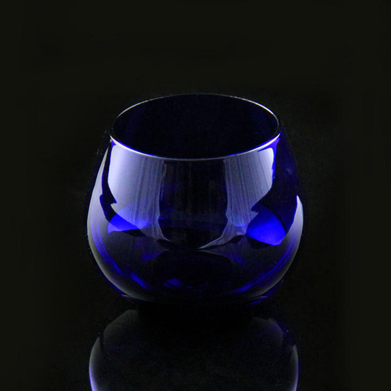 七彩玻璃匠 蓝创意烛杯烛台 圆形浪漫烛碗蜡台 求婚必备 10件免邮