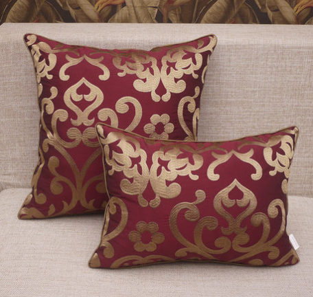 红色绣花极致奢华欧式床头靠垫套沙发靠垫抱枕靠枕靠包含芯