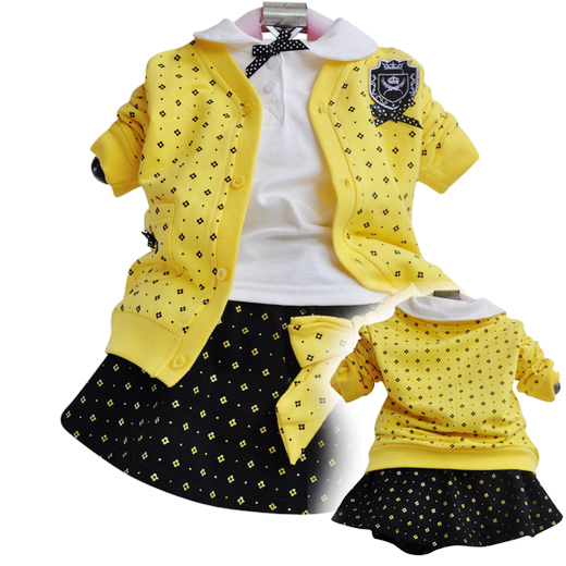 2015春秋装新款儿童学院风学生装三件套装婴幼儿童装套装 女童