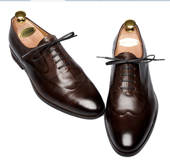 首尔风情  时尚男士商务休闲皮鞋 增高 深棕色系带真牛皮 尖头