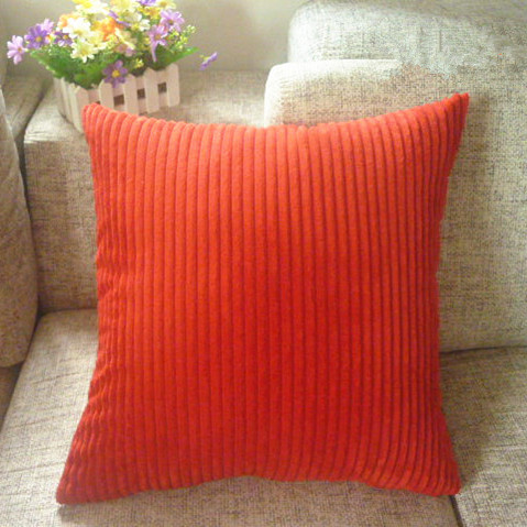 定制大号红色婚庆灯芯绒抱枕条纹长方形靠垫沙发靠枕60X60CM含芯