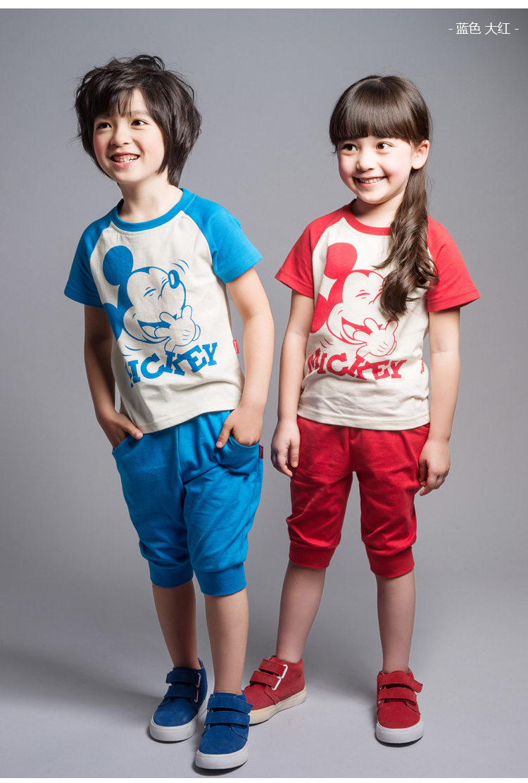 【1折网】2014春装新款韩版中大儿童米奇迪斯尼两件套装