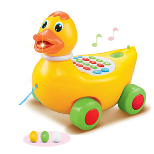 婴儿玩具 南国婴宝音乐电话车 会下蛋的大黄鸭 0-3岁宝宝拖拉玩具