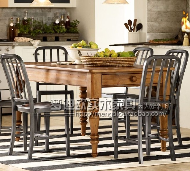美式实木餐桌椅定制 实木餐桌餐椅 定做 上海乡村实木家具订做